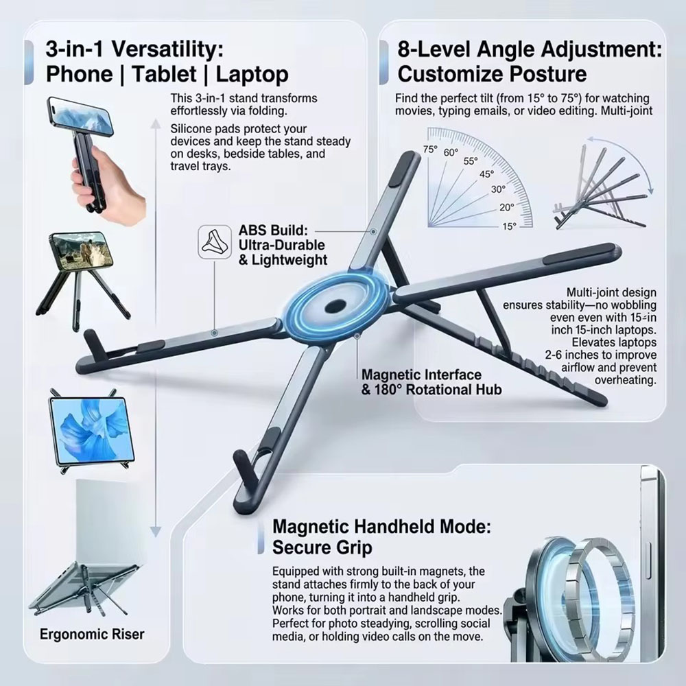 Useful Tablet Accessories - Portable Magnetic Phone Holder & Selfie
